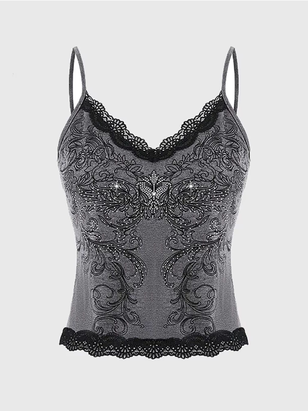Cami Top Lace - Summer new printed camisole lace vest